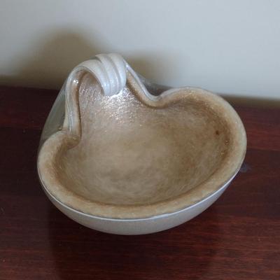 Mid Century Art Glass Bowl with Gold Flake- Possibly Murano