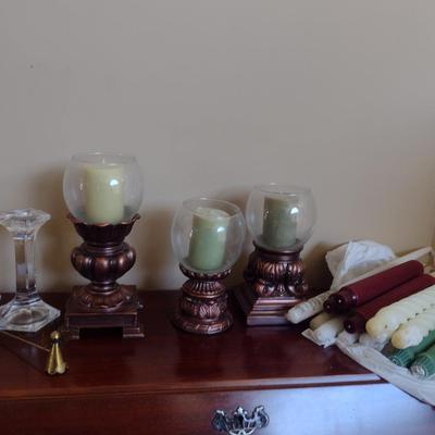 Collection of Candles and Candle Holders