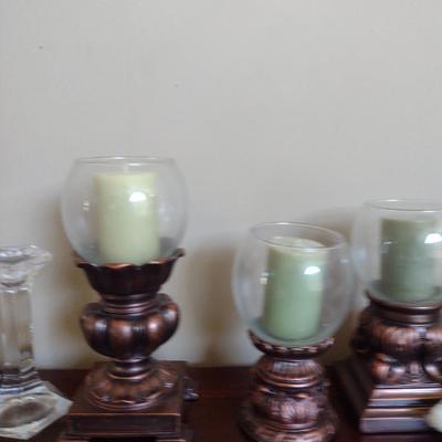 Collection of Candles and Candle Holders