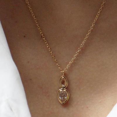 Sula Studio Bella Necklace in Yellow Gold - Teardrop Premium Grade Cubic Zirconia Necklace for Women - Nickel Free