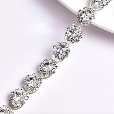 Rhinestone Chain Floral Diamante Necklace w/Chain Back Drop