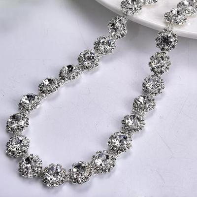 Rhinestone Chain Floral Diamante Necklace w/Chain Back Drop