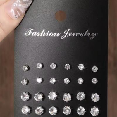 12 Pairs Of Luxurious, Simple, Shiny, And Caring Zirconia Decorative Earrings Are Suitable For Gifts To Parties,And Couples