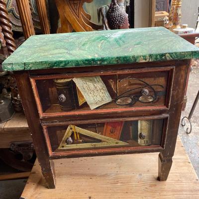 Italian Small 2-Drawer Painted Trompe L'oeil Chest