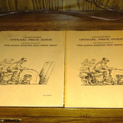 First Edition Hardback Copy of 'The Knife Makers Who Went West' by Harvey Platts and Two Official Price Guides