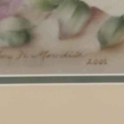 Floral Painting by Local Artist- Framed Under Glass- Approx 23" x 19"