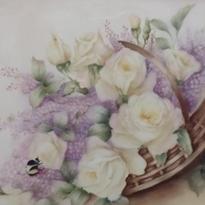 Floral Painting by Local Artist- Framed Under Glass- Approx 23" x 19"