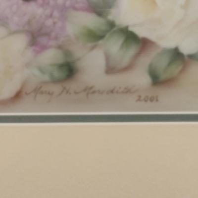 Floral Painting by Local Artist- Framed Under Glass- Approx 23" x 19"