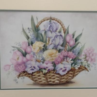 Floral Painting by Local Artist- Framed Under Glass- Approx 23 1/4" x 19 1/2"