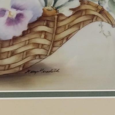 Floral Painting by Local Artist- Framed Under Glass- Approx 23 1/4" x 19 1/2"