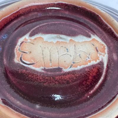 Rich Red Signed Footed Pottery Dish (LR-DZ)