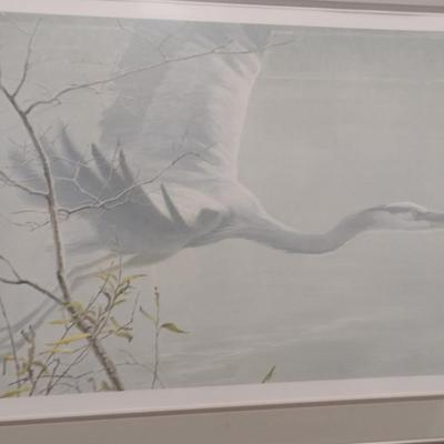 'Great Blue Heron' by Robert Bateman- Double Signed and Numbered- Framed Under Glass- Approx 23 3/4" x 40"