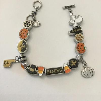 Saints football October charm toggle bracelet