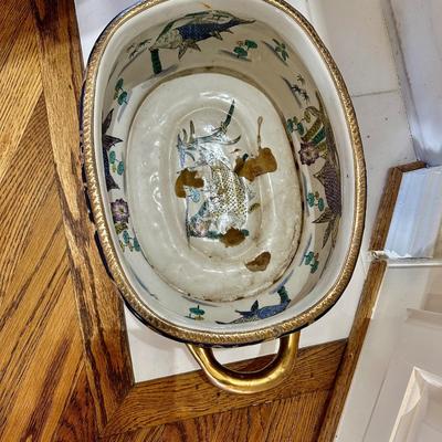 Decor - Living Room - Palace Size Famille Rose Urn on stand and foot bath