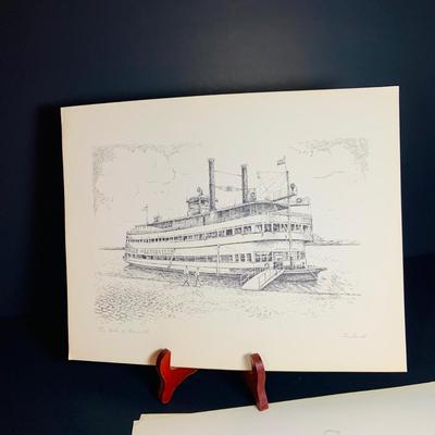 LOT 230: Collection of 12 Tony Oswald Scenic Riverboat and Sportsman Themed Prints