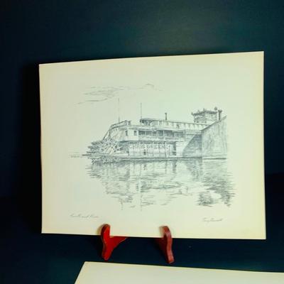 LOT 230: Collection of 12 Tony Oswald Scenic Riverboat and Sportsman Themed Prints