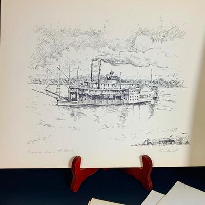 LOT 230: Collection of 12 Tony Oswald Scenic Riverboat and Sportsman Themed Prints