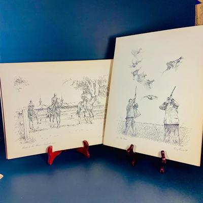 LOT 231: Collection of 16 Different Tony Oswald Soportsmen and Horse Themed Prints