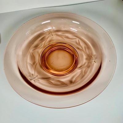 LOT 233: Collection of Pink Depression Glass - Platter, Bowl and Glass