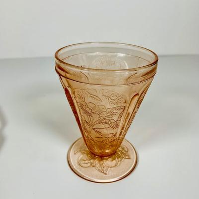 LOT 233: Collection of Pink Depression Glass - Platter, Bowl and Glass