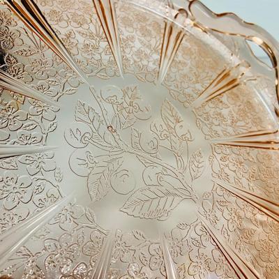 LOT 233: Collection of Pink Depression Glass - Platter, Bowl and Glass