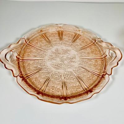 LOT 233: Collection of Pink Depression Glass - Platter, Bowl and Glass