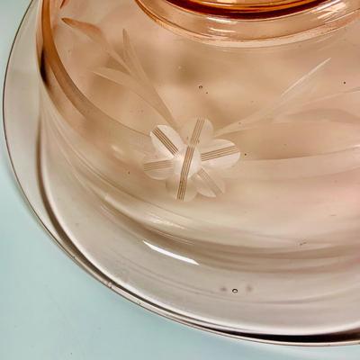 LOT 233: Collection of Pink Depression Glass - Platter, Bowl and Glass
