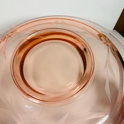 LOT 233: Collection of Pink Depression Glass - Platter, Bowl and Glass