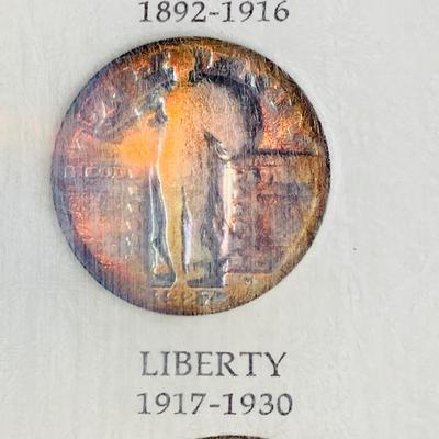 LOT 234: Wall Display of United States Coint of the 20th Centruy 1900- 1971 Includes Indian Head Penny, Barber Coins, Liberty and...