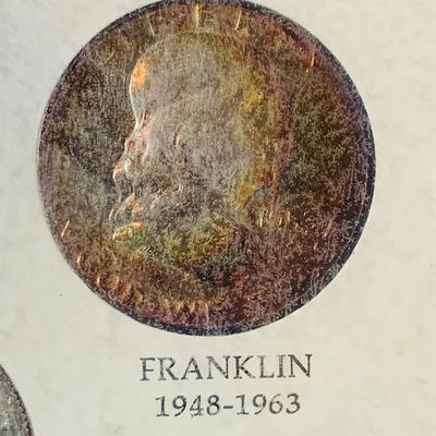 LOT 234: Wall Display of United States Coint of the 20th Centruy 1900- 1971 Includes Indian Head Penny, Barber Coins, Liberty and...