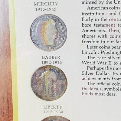 LOT 234: Wall Display of United States Coint of the 20th Centruy 1900- 1971 Includes Indian Head Penny, Barber Coins, Liberty and...