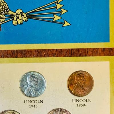 LOT 234: Wall Display of United States Coint of the 20th Centruy 1900- 1971 Includes Indian Head Penny, Barber Coins, Liberty and...