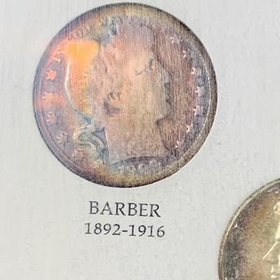 LOT 234: Wall Display of United States Coint of the 20th Centruy 1900- 1971 Includes Indian Head Penny, Barber Coins, Liberty and...