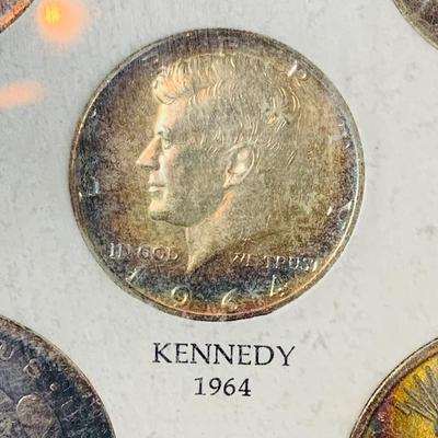 LOT 234: Wall Display of United States Coint of the 20th Centruy 1900- 1971 Includes Indian Head Penny, Barber Coins, Liberty and...