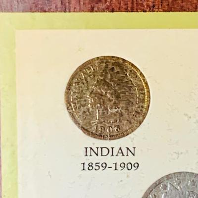 LOT 234: Wall Display of United States Coint of the 20th Centruy 1900- 1971 Includes Indian Head Penny, Barber Coins, Liberty and...