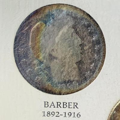 LOT 234: Wall Display of United States Coint of the 20th Centruy 1900- 1971 Includes Indian Head Penny, Barber Coins, Liberty and...