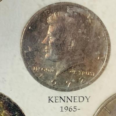 LOT 234: Wall Display of United States Coint of the 20th Centruy 1900- 1971 Includes Indian Head Penny, Barber Coins, Liberty and...