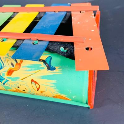 LOT 235: Disney Collections Featuring Mickey and Minnie Mouse Plushes Both Vintage and Contemporary, a Vintage Donald Duck Toy Xylophone...