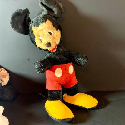 LOT 235: Disney Collections Featuring Mickey and Minnie Mouse Plushes Both Vintage and Contemporary, a Vintage Donald Duck Toy Xylophone...
