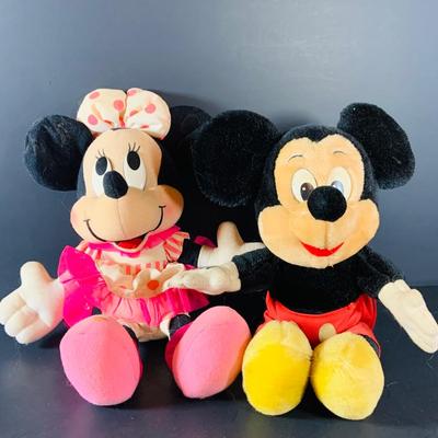 LOT 235: Disney Collections Featuring Mickey and Minnie Mouse Plushes Both Vintage and Contemporary, a Vintage Donald Duck Toy Xylophone...