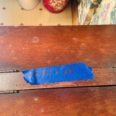 LOT236: Antique Wood Rocking Chair with Upolstered Seat and Antique Wood Sewing Box