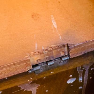 LOT236: Antique Wood Rocking Chair with Upolstered Seat and Antique Wood Sewing Box