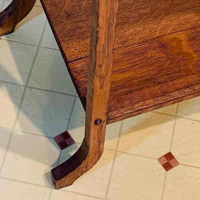 LOT 237: Vintage/Antique Three Shelf Wooden Side Table/Stand with Marble Top and Candle Holder