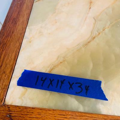 LOT 237: Vintage/Antique Three Shelf Wooden Side Table/Stand with Marble Top and Candle Holder