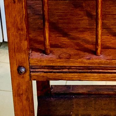 LOT 237: Vintage/Antique Three Shelf Wooden Side Table/Stand with Marble Top and Candle Holder