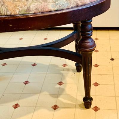 LOT 238: Beautiful Antique Wood Vanity with Mirror and Upolstered Seat