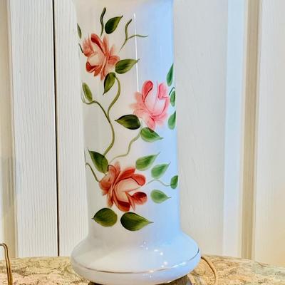 LOT 239: Set of Two (2) Vintage Victorian Bristol Style Painted Glass Lamps