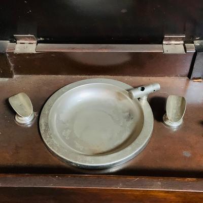 LOT241: Antique/Vintage Humidor Cabinet with Lift Top Ashtray and More