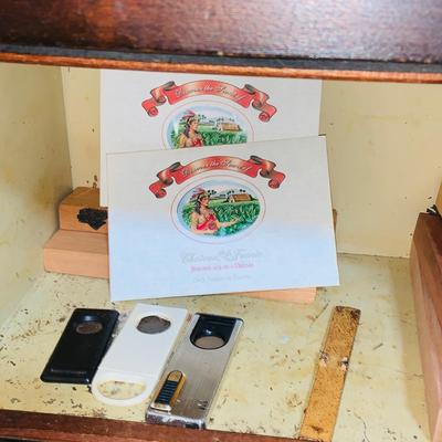 LOT241: Antique/Vintage Humidor Cabinet with Lift Top Ashtray and More