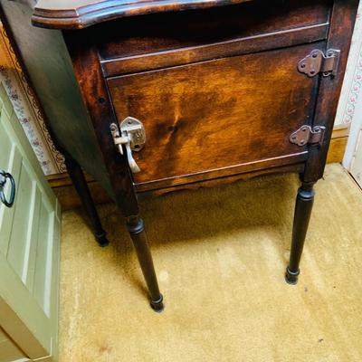 LOT241: Antique/Vintage Humidor Cabinet with Lift Top Ashtray and More